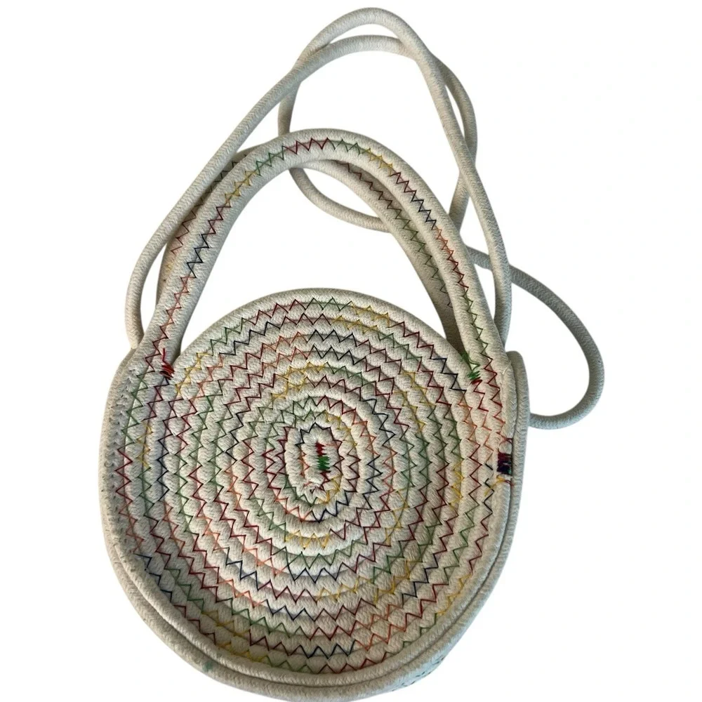 Crochet Floral Crossbody Bag Colorful Flower Boho Cottagecore Woven Open